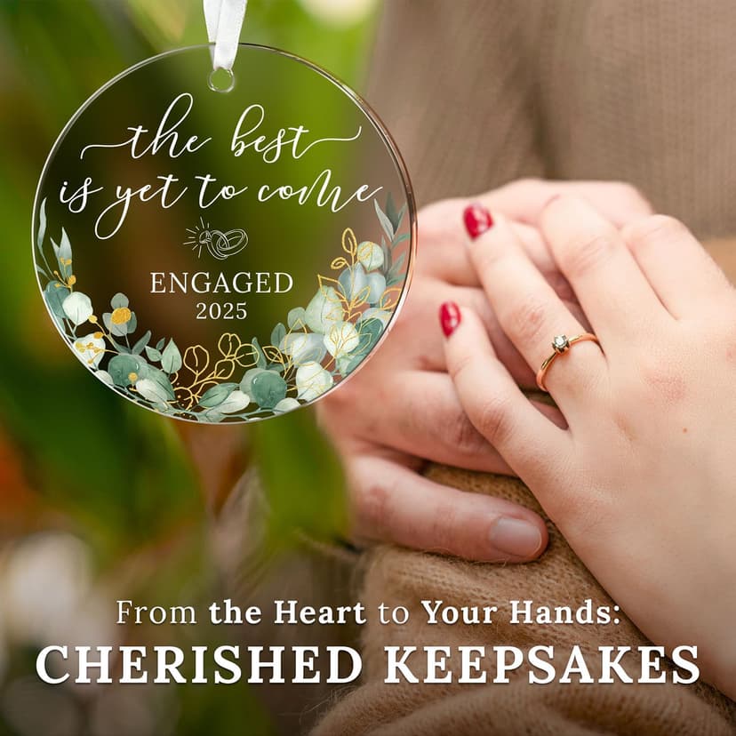 HEXMOZ Engagement Gifts for Couples - Engagement Gift for Newly Engaged Couples, Women, Fiance, Her - Bride to Be Gifts, First Christmas Just Engaged Acrylic Ornament 2025 - Party Decorations