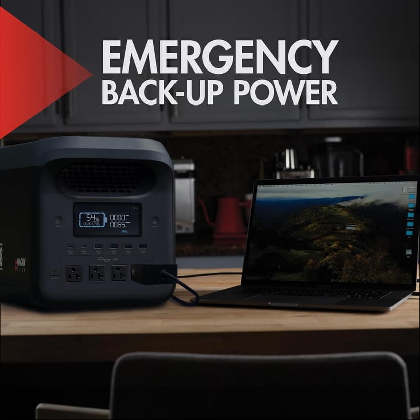 Wagan EL8840 Portable Power Station EX18 Lithium Cube Solar Generator 1229Wh LiFePO4 Battery Fast Charge 1800W 3000W peak AC 100W USB-C for Home Backup, Power Outages, Outdoor Camping, Off-grid