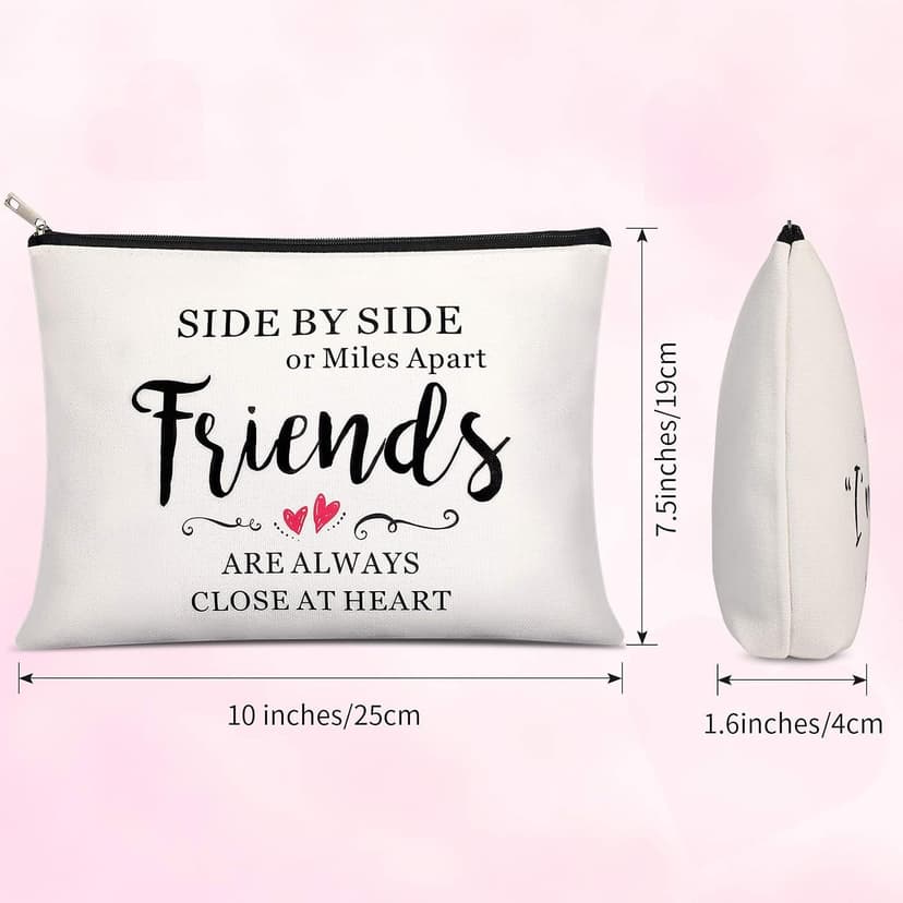 Weewooday 5 Pcs Friend Gifts Cosmetic Bags Friendship Makeup Bags for Women Party Favors, Long Distance Friendship, Side by Side Friends Gift, Girls Weekend Gifts for Birthday Teacher