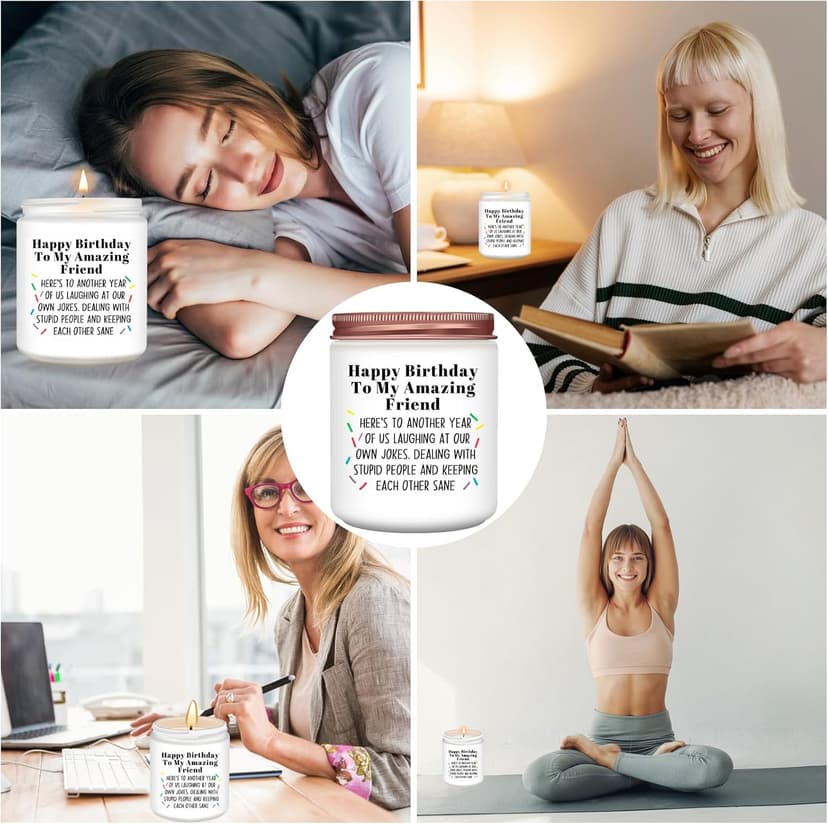 Homsolver Best Friend-Birthday Gifts for Women Men, Funny Friendship Gifts for Woman Candles, Birthday Gift for Friends Sister Bestie BFF Coworker Classmate, Funny Scented Candles