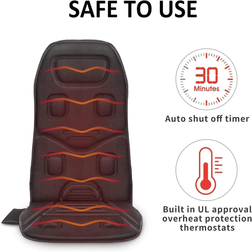 COMFIER Back Massager Seat Cushion with Heat,10 Vibration Motors, Massage Chair Pad,Chair Massager for Pain Relief at Office/Home,Christmas Gifts for Men Women
