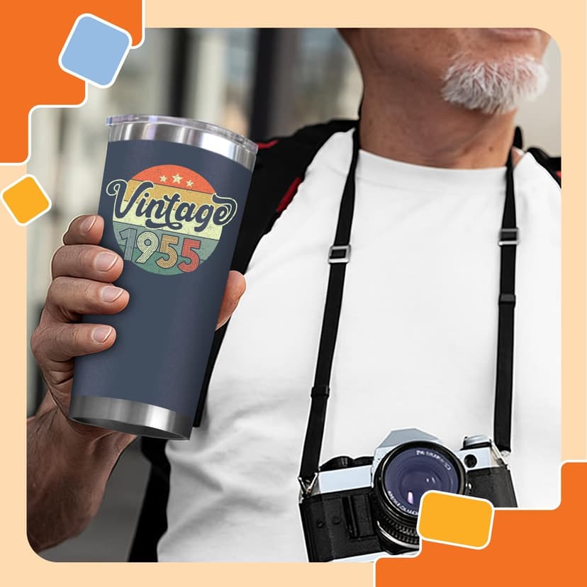 NewEleven 70th Birthday Gifts For Men Women - 1955 70th Birthday Decorations - Gifts For Men Women Turning 70-70 Year Old Gifts For Man, Woman - 20 Oz Tumbler