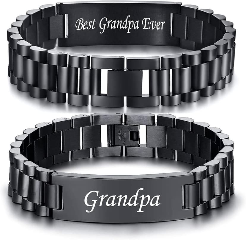 VNOX Masculine Watch Band Stainless Steel Link Bracelet Personalized Jewelry Gift for Men DAD Father Husband Boyfriend