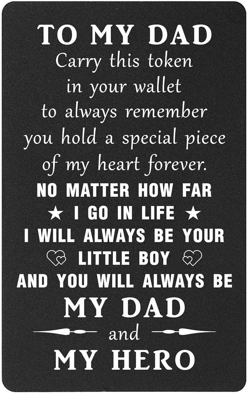 TANWIH Gifts for Dad You Are My Hero - Best Dad Birthday Gifts from Son, Father Son Engraved Wallet Card, Meaningful Fathers Day Christmas Presents for Men