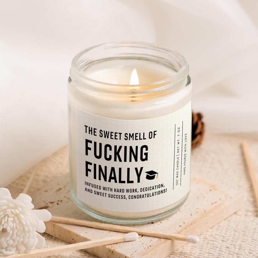 Shqiueos Funny Graduation Gifts for Her Him, Graduation Candle for Women Men Lavender Scented 7 Oz, 2025 Graduations Gifts for Masters Degree, College, High School, PhD Grad Gift for Nurse Law School