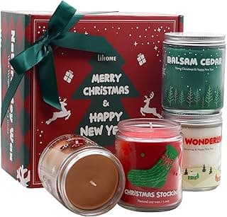 Christmas Candles - Christmas Gifts for Women & Men, 4 Pack Natural Soy Wax with Holiday Scents, Perfect for Christmas, New Year, and Winter Décor