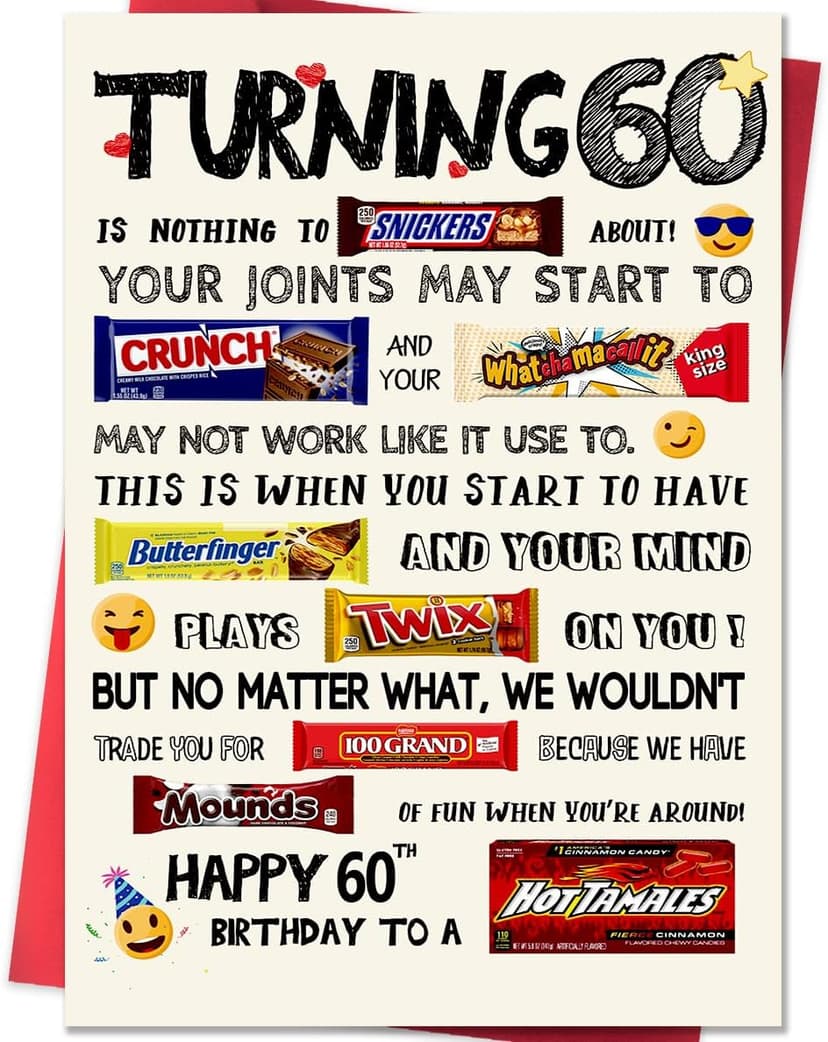 Funny 60th Birthday Card, Happy 60th Birthday Gifts for Women Men, Cool 60 Year Old Birthday Card Gifts for Him Her, Unique 60th Birthday Decorations Ideas for Parents