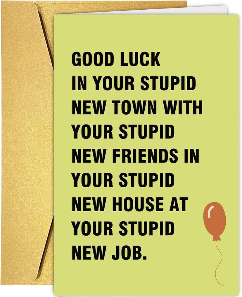 Supoeguk Hilarious Moving Away Gift for Friend, Sarcasm Good Luck Card for Men & Women, Farewell & Goodbye Card