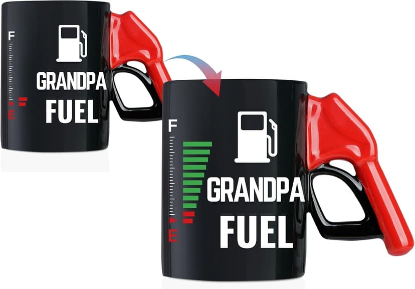 Onebttl Grandpa Gifts, Grandpa Fuel Color Changing Coffee Mug with Fueling Nozzle Handle, Gifts for Grandpa, 13.5oz/400ml Funny Ceramic Mug for Christmas, Father's Day