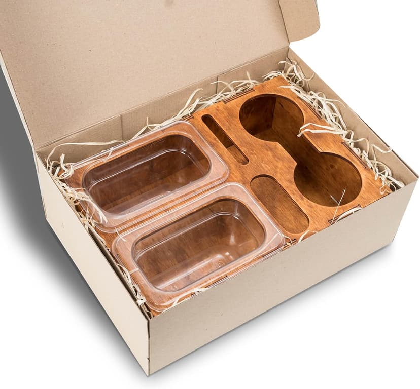 Wood Beer Box - Gift for Beer Lovers, Dad, Man, Him, Boyfriend- Drink Box Snacks Tray- Table Stand Caddy with slots for glasses, chips, nuts- Couch Organizer for Beverages, Remote Control, Phone stand