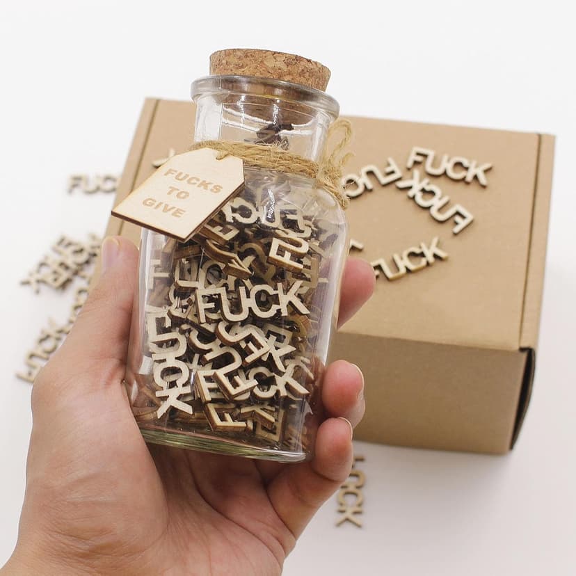 fuc k jar（5oz）Gift Jar,Fuc ks to Give,Fuc k Wooden Cutout Letter Piece Bad Mood Vent Spoof Birthday Day,Holiday, Thanksgiving Christmas Gifts to Friend,gag Funny Gift