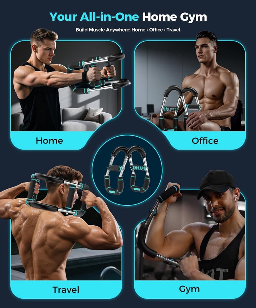 Twister Arm Trainer, Adjustable 5 Resistance Levels (40-130 lbs) Chest & Arm Workout Equipment for Men & Women, Ergonomic Home Gym Strength Trainer with Anti-Slip Handles & Carry Bag