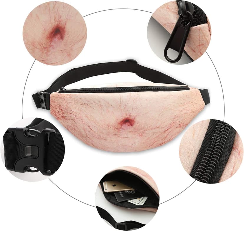 White Elephant Gifts Funny Gag Gifts,3D Men Beer Fake Belly Dad Bag Waist Packs,Waterproof Fanny Pack Unisex for Father's Day,Christmas,Stocking Stuffers for Men Boyfriend Husband Him Friend Dad