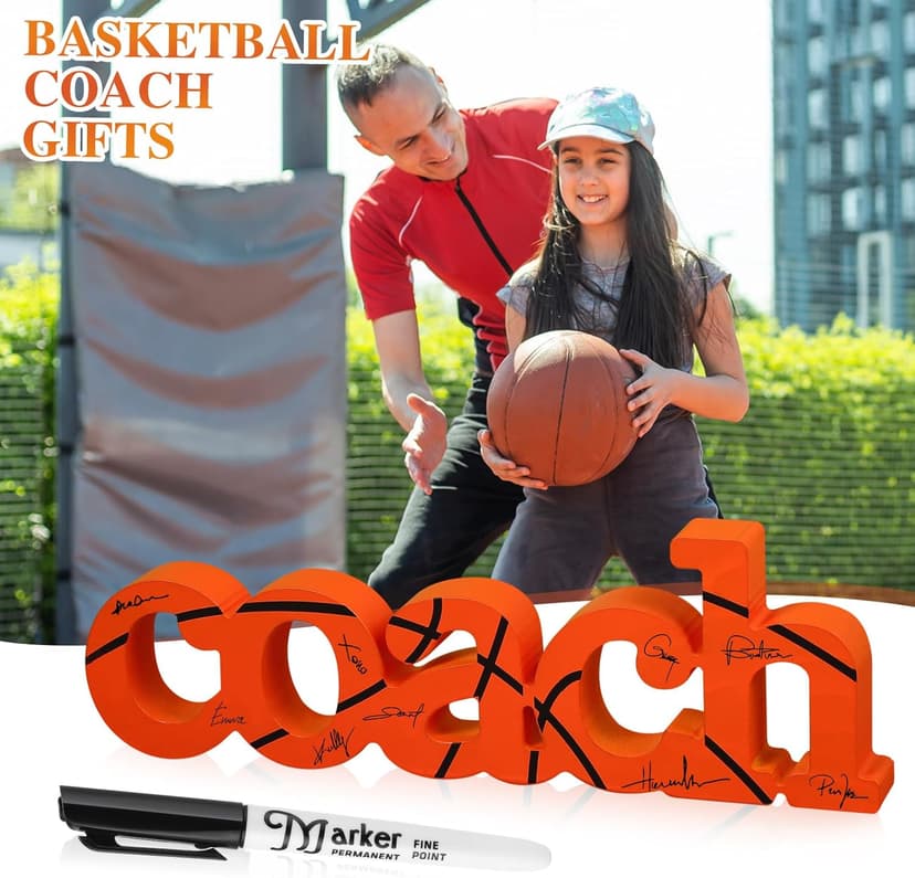 2 Pcs Coach Wood Word Marker Pen Set Coach Gift Coach Dad Gifts Coach Gifts Shelf Desk Decor Ready to Autograph(Basketball)