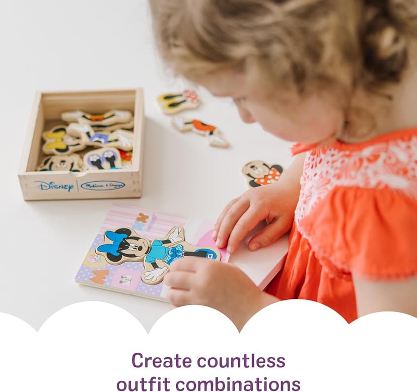 Melissa & Doug Disney Minnie Mouse Dress-Up Puzzle, 18 Pieces Mix and Match Outfits, Sorting & Matching Toy with Storage Case, Educational Puzzle for Toddlers Ages 3+