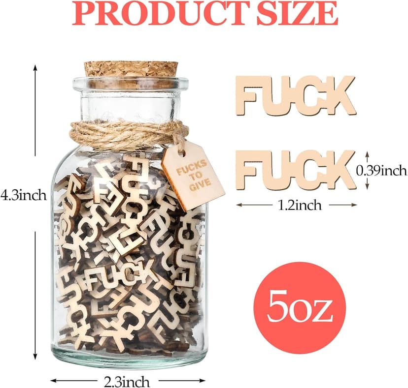 Birthday Gag Gifts for Women Men Adults Her Him, Jar of Wooden Cutout Letter Piece (5oz) - White Elephant Gifts for Friend Coworker Funny Presents Ideas for Christmas Valentines Anniversary Retirement
