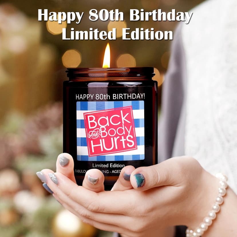 80th Birthday Gifts for Women, 80th Birthday Gifts for Men, Happy Decorations Scented Candles for Dad Mom Card Cake Topper Napkins Banner Balloons Party Best 80 Year Old Ideas