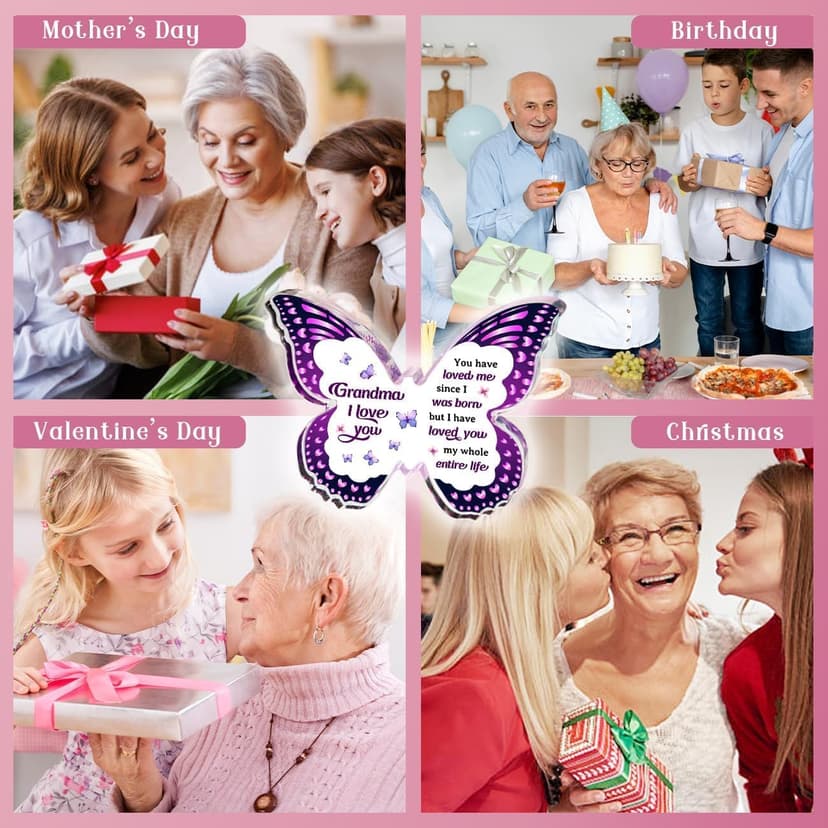 Grandma Gifts - Grandma Christmas Gift Ideas, Birthday Gifts for Grandma - Butterfly Acrylic Decorations - Christmas Gifts for Grandma from Grandkids