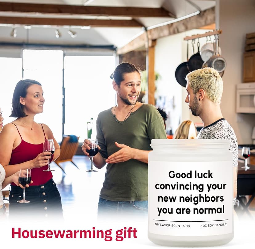 Niyewsor House Warming Gifts, New House/Home Candle, Funny Housewarming Gift for Friends, New Homeowner Gifts, First Apartment Essentials, Moving Away Gift, Handmade, 7oz