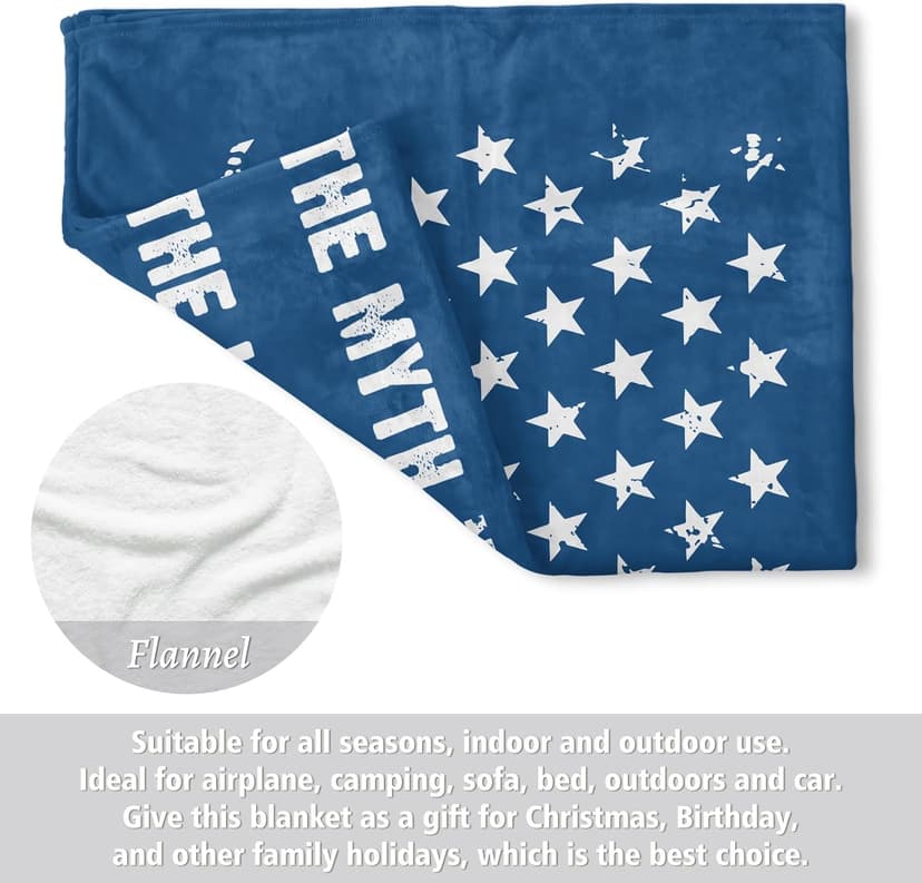 Craftique Birthday Gifts for Dad- American Flag Blanket with The Man The Myth The Legend- Dad Birthday Gift, Soft Blanket Throw for Bed Sofa Napping Camping, 60”×50”