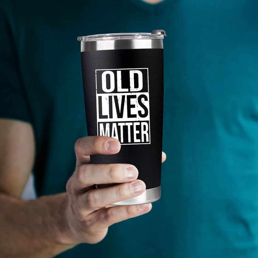 30th, 40th, 50th and 60th Birthday Gifts for Men, Dad from Son, Daughter, Wife - Gag Gifts For Men, Grandpa - Cool Old Man Gift, Old Lives Matter Tumbler 20oz - Funny Christmas Gifts