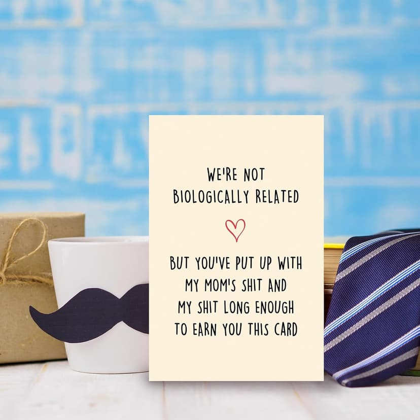 Funny Fathers Day Card for Step Dad,Happy Father's Day Gifts from Step Daughter Son,Bonus Dad Fathers Day Card Gift