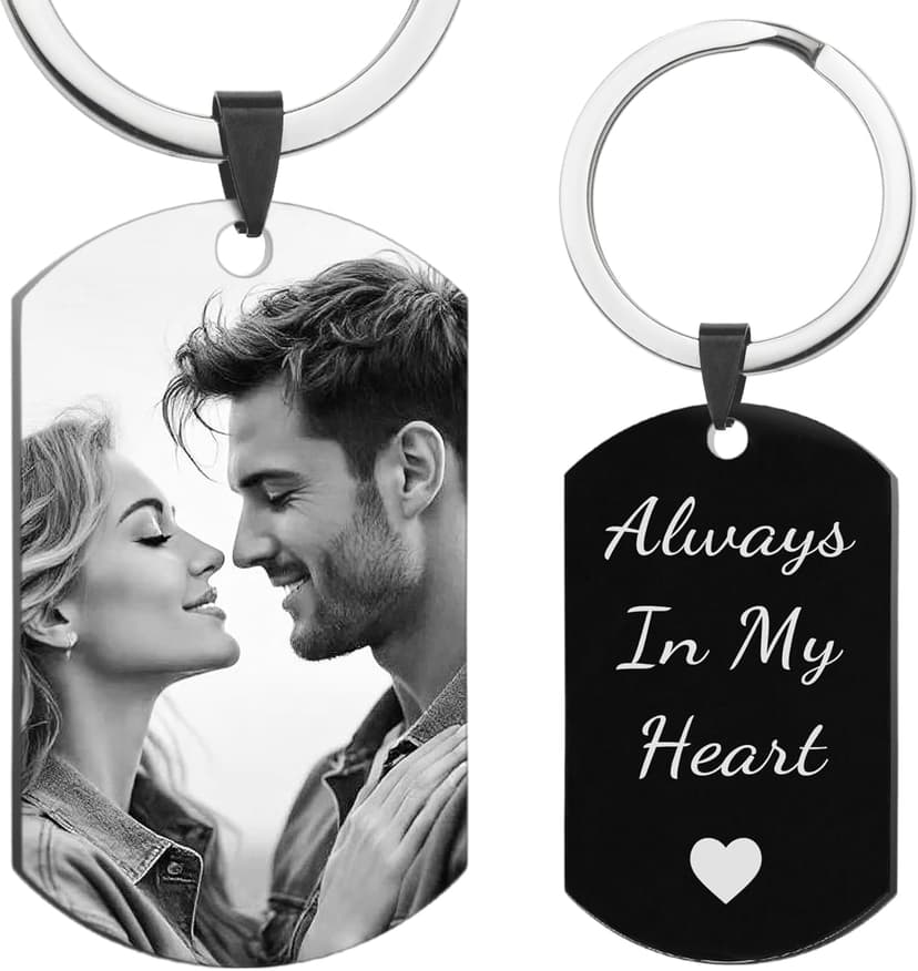 Queenberry Custom Keychain with Picture Personalized Photo Keychain Gift Valentines Day for Men Boyfriend
