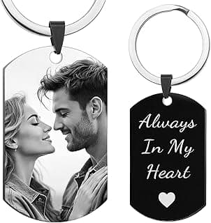 Queenberry Custom Keychain with Picture Personalized Photo Keychain Gift Valentines Day for Men Boyfriend