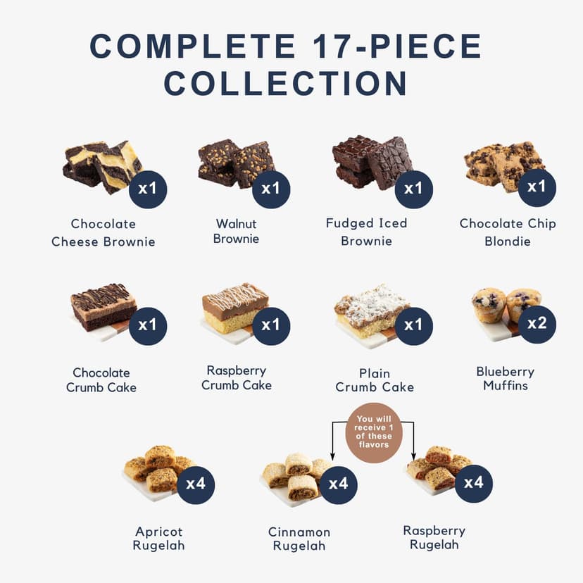 Dulcet Gift Basket – Premium Freshly Gourmet Baked Goods – Gift Basket for All Types of Special Occassions - Assorted Variety of Tastes with Delicious Brownies, Crumb Cakes Rugelah, and Muffins.