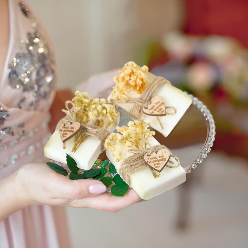 Demissle 30 Pcs Mini Scented Soap Wedding Party Favors Gifts Baby Shower Bridal Shower Handmade Natural Soap Favors for Guests in Bulk for Wedding Souvenirs Engagement Party(White)