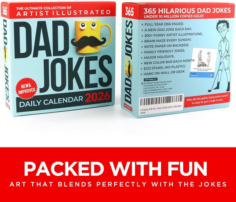 Dad Joke Desk Calendar 2026 - Unique Fun Gift For Dad 365 Daily Dad Jokes, White Elephant Gifts, Gifts for Men, Stocking Stuffers, Desk or Wall Calendar