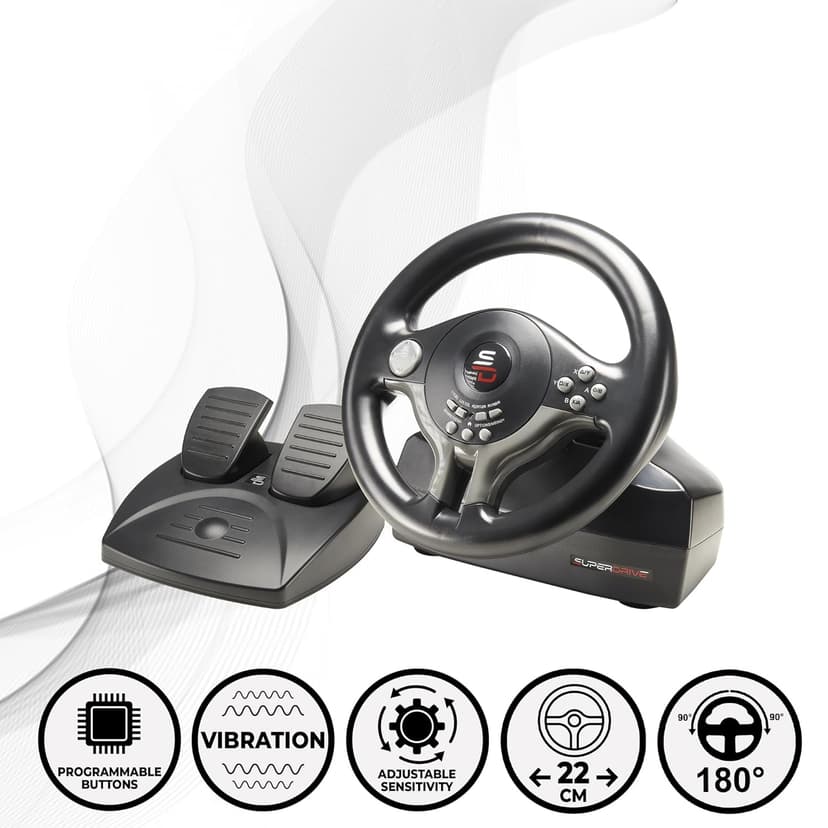 SUBSONIC Superdrive - SV250 Steering wheel with pedals and gearshift paddles racing wheel for nintendo Switch 2 - Switch - Ps4 - xbox Seie X/S, Xbox One - PC