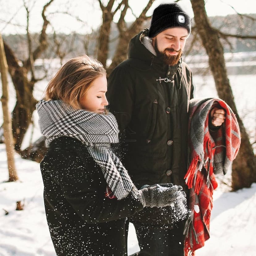 VIBELITE LED Beanie Hat with Light, USB Rechargeable LED Headlamp, Christmas Gifts for Men, Stocking Stuffers for Teen Boys, Dad, Husband, Father, Grey