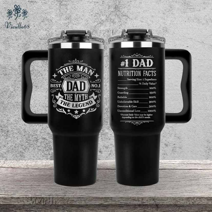 Father Day Gifts For Dad from Daughter Son Kids, Birthday Gifts for Daddy, Present for Dads, Dad Tumbler 40 Oz, Best Father Mug, Cool Coffee Cup Ideas for Papa, Elderly Fathers, Step Daddy, New Papa