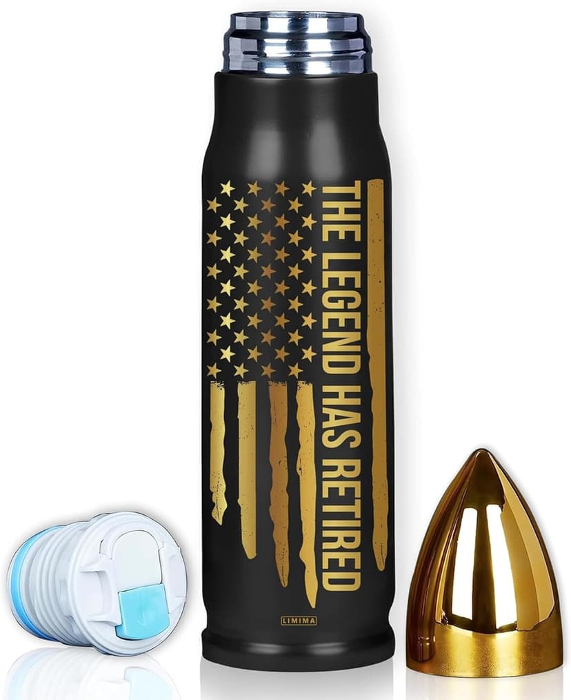 Retirement Gifts for Men, Christmas, Birthday Gift Ideas, The Legend Has Retired Tumbler, 17oz Insulated Tumbler with Patriotic American Flag Design - Funny Retirement Gift for Dad, Grandpa