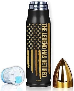 Retirement Gifts for Men, Christmas, Birthday Gift Ideas, The Legend Has Retired Tumbler, 17oz Insulated Tumbler with Patriotic American Flag Design - Funny Retirement Gift for Dad, Grandpa
