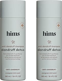 hims Dandruff Detox Anti Dandruff Shampoo, 2 Pack - Anti Dandruff Shampoo for Dry, Itchy Scalp with Pyrithione Zinc 1% and Argan Oil - Paraben Free, Sulfate Free - Evergreen Mint - 2 x 6.4 fl oz