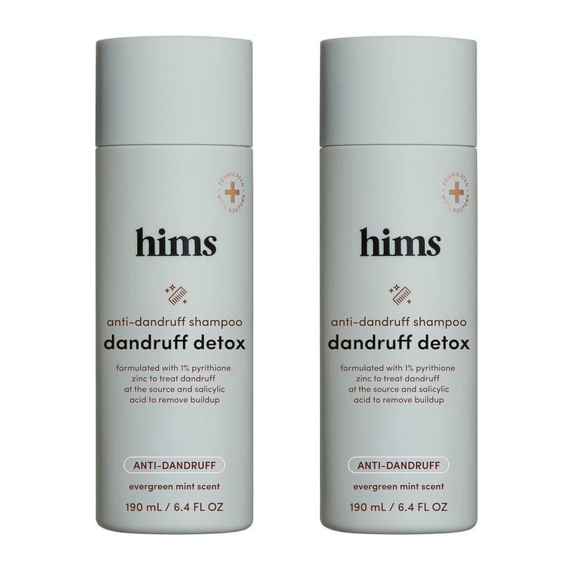 hims Dandruff Detox Anti Dandruff Shampoo, 2 Pack - Anti Dandruff Shampoo for Dry, Itchy Scalp with Pyrithione Zinc 1% and Argan Oil - Paraben Free, Sulfate Free - Evergreen Mint - 2 x 6.4 fl oz
