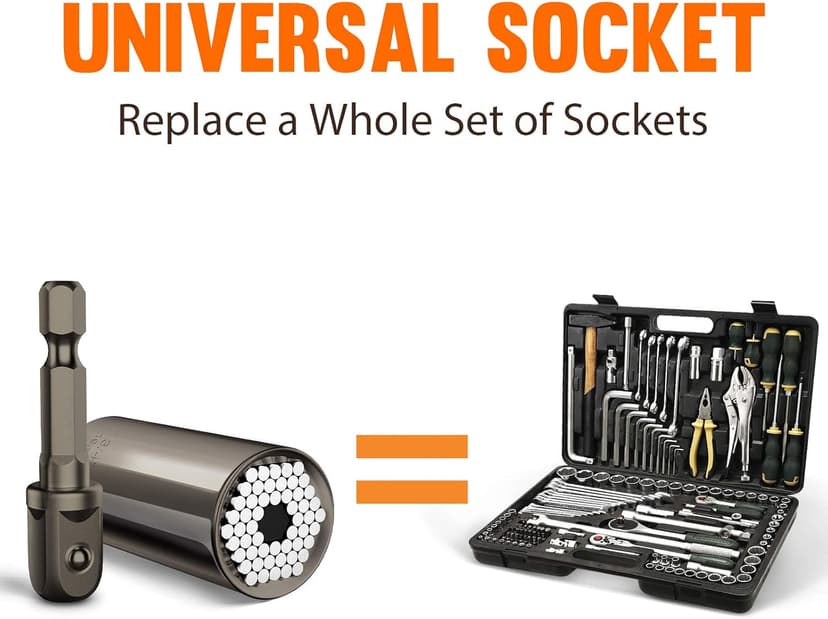 Stocking Stuffers for Men Adults Tools, Super Universal Socket Gifts for Men Grip Socket Set with Power Drill Adapter, Cool Gadgets Christmas Gift for Dad Men Husband Boyfriend Him Who Have Everything