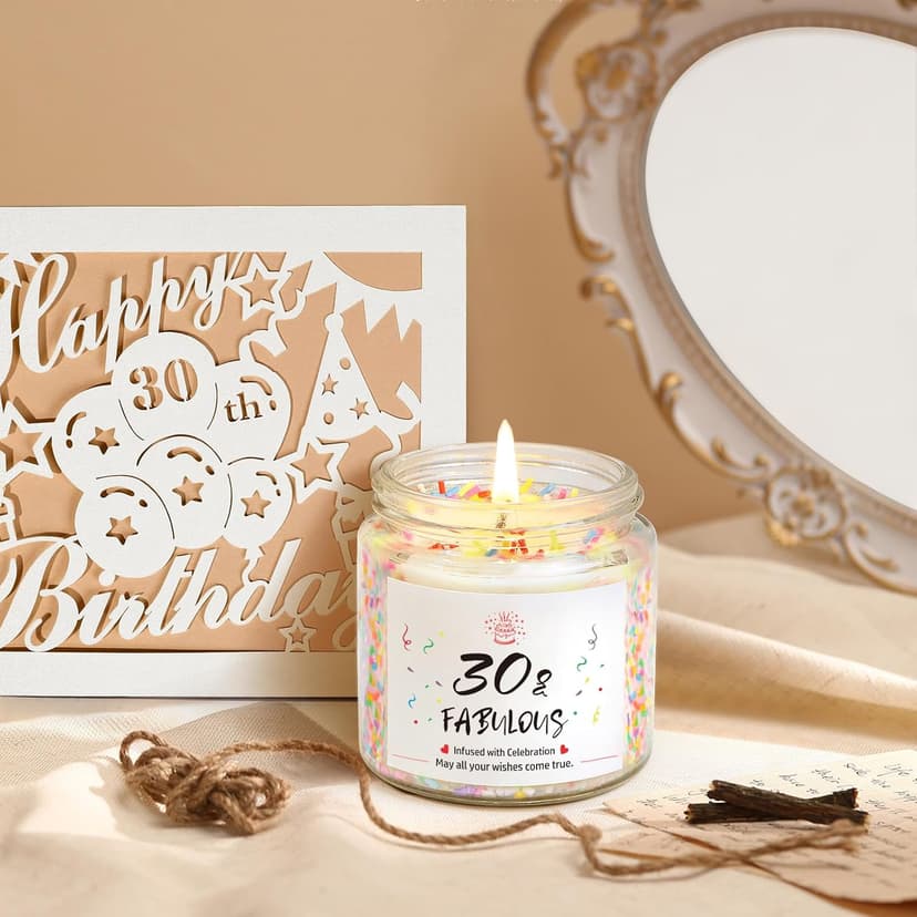 30th Birthday Gifts for Women, Unique 30 Year Old Birthday Gifts for Women, 30th Bday Decorations for Her, Gift for 30th Bday Woman w/ 16oz Coffee Cup, Candle, Bracelet, Hair Clip, Card, 7PCS