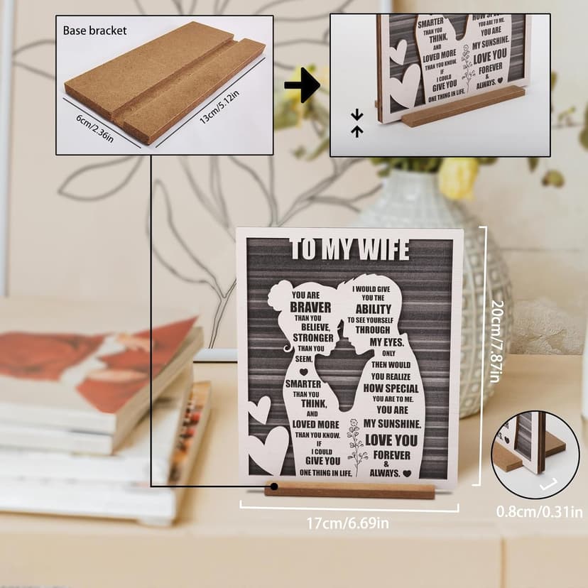 Mothers Day To My Wife Plaque | Valentines Romantic Gifts for Wife from Husband, Rustic Love Sign for Wife's Birthday, Wedding Anniversary, Christmas & Just Because