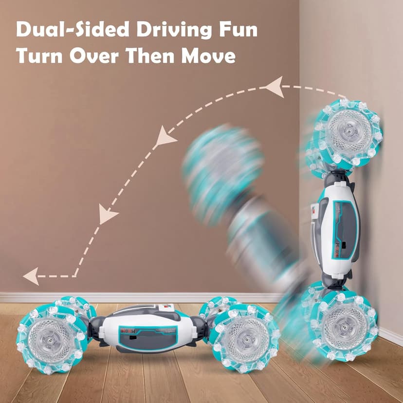 PREPOP Gesture Sensing RC Stunt Car, Birthday for Age 6 7 8-12 13+ Year Old Boys - Cool Toys for Kids, Hand Controlled Remote Control Twist Vehicle with Lights & Music, 4WD Rotating