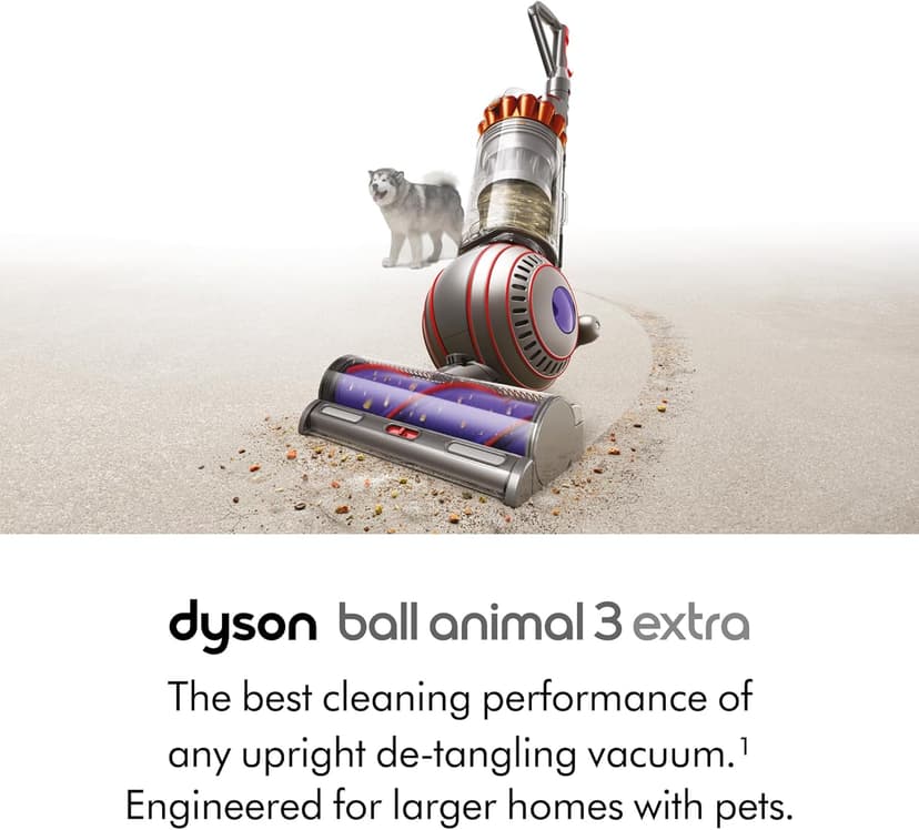 Dyson Ball Animal 3 Extra Upright Vacuum, Corded, 290AW, De-tangling Motorbar Cleaner Head for All Floors, 3 Suction Modes, Specialized pet Tools