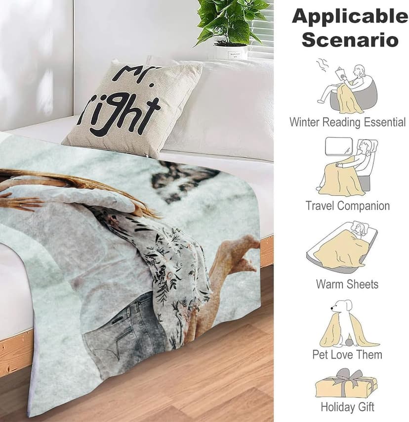 Custom Blanket with Picture Text Customized Fleece Photo Blanket for Couples Gifts Personalized Blankets and Throws Christmas Birthday Gifts for Boyfriend Girlfriend