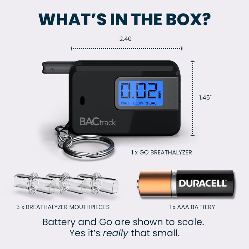 BACtrack Go Keychain Breathalyzer (Black) | Ultra-Portable Pocket Keyring Alcohol Tester for Personal Use
