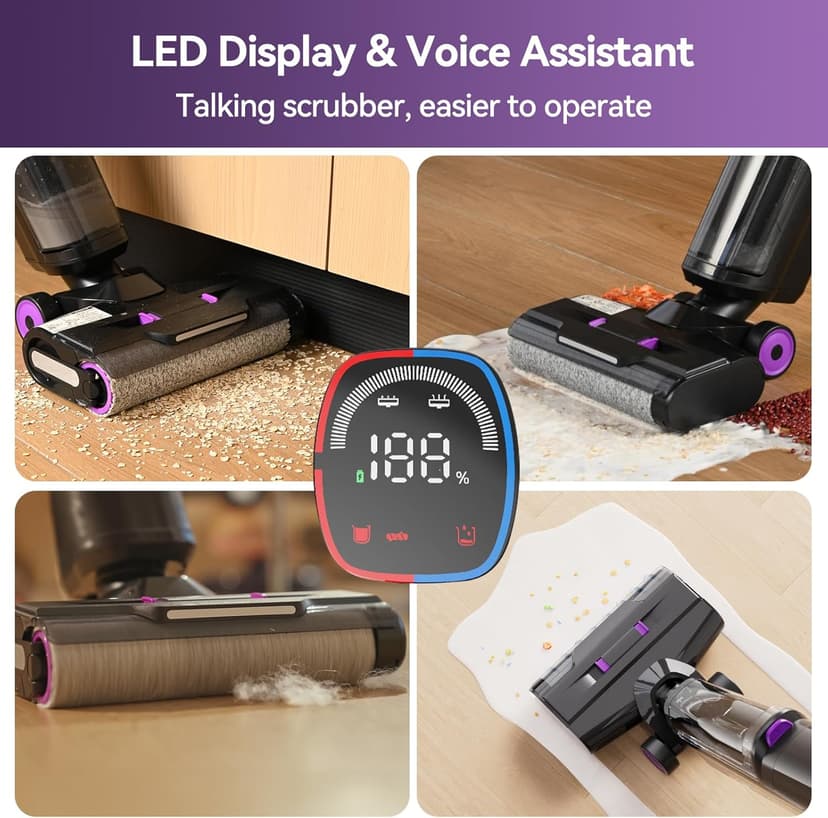 Twotoo Wet Dry Vacuum Cleaner 16,000Pa,45Mins Runtime Cleaning Area 2,600 ft²,Cordless Vacuum Cleaner, Cordless Vacuum and Mop All in One,for Hard Floors Sticky Messes and Pet Hair,W15 Set