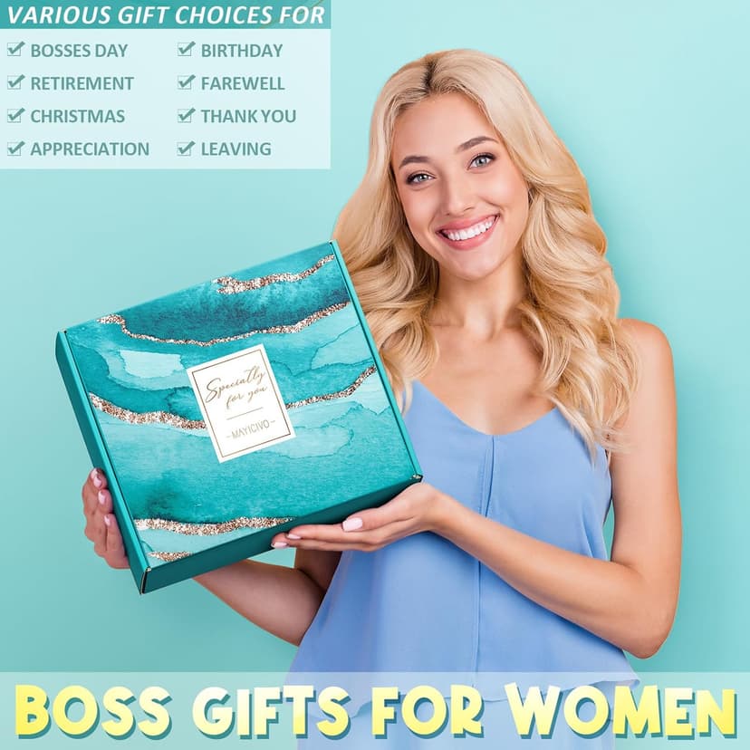 Boss Day Gifts for Her Women, Best Boss Lady Gifts for Women Cool Bosses Christmas Gift Basket for Female, Funny Thank You Bosses Lady Appreciation Birthday Farewell Gift Set with Canvas Tote Bag