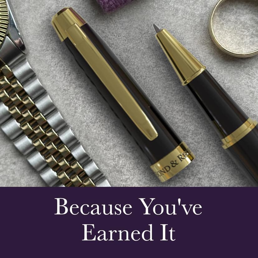 Luxury Rollerball Pen in Black with 24K Gold | Elegant Gift Set for Men & Women