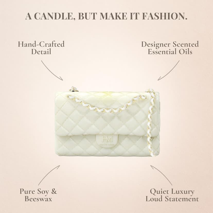Handbag candle with GiftBox - Stocking Stuffers for Women - Haute Mess - Designer Gifts for Her - Luxury Candles for Women - Secret Sanata - Stocking Stuffers for teenage girls - White elephant gift