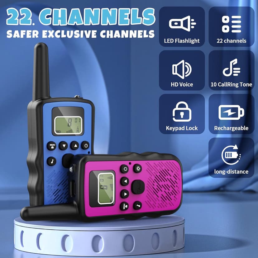 Stem Kits Walkie Talkies for Kids - Science Projects Kit for Kid Age 8-12 Year Old DIY Toys for Teen - Tech Toy Gifts for Boys Girls Ages 10-12 - Rechargeable Walkie-Talkies Long Range 2 Pack